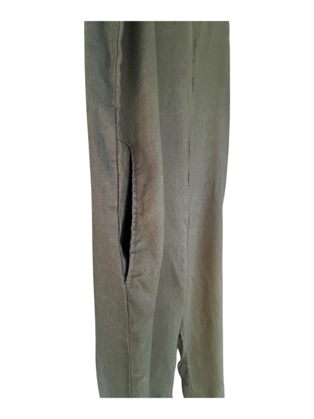Eileen Fisher Organic Linen Jumpsuit Front Zip Sleeveless Size Small In Green - Picture 9 of 14